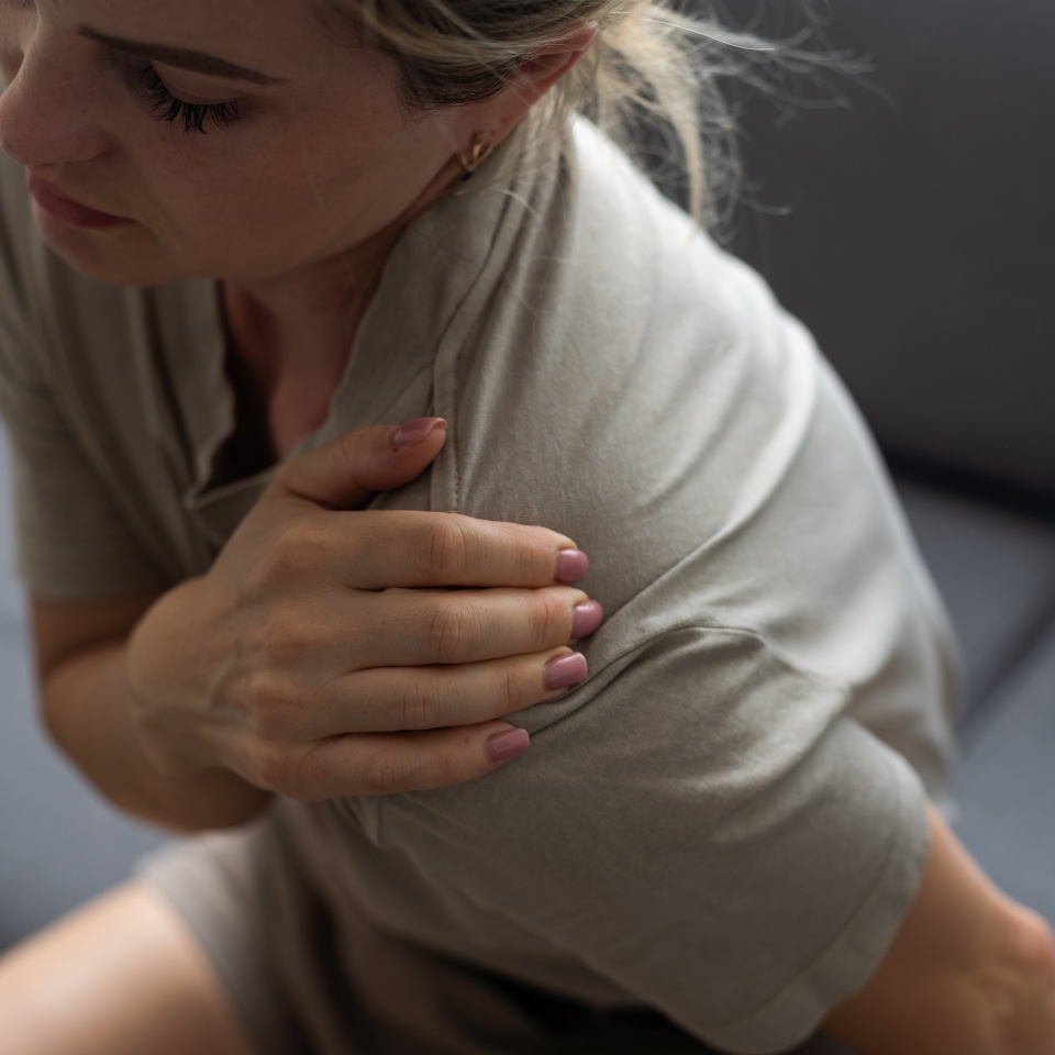 Closeup female's arm. Arm pain and injury. Health care and medical concept