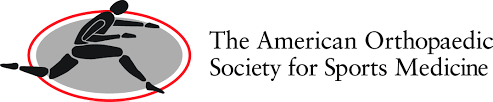 American Orthopaedic Society for Sports Medicine logo featuring a stylized athlete figure inside a red oval outline.