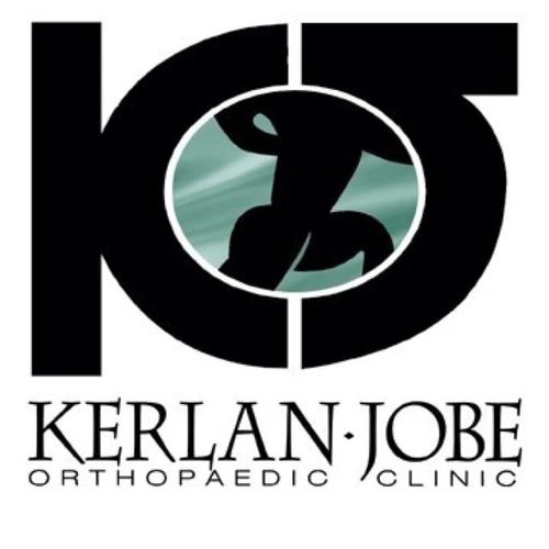 Kerlan-Jobe Orthopaedic Clinic logo with stylized black "KJ" letters framing a green athletic figure silhouette.