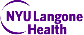 NYU Langone Health logo in purple text with a curved arc design.